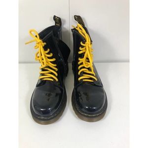 Dr. Martens 1460J Black Patent Leather Lace Up Side Zip Ankle Boots Youth US 3M